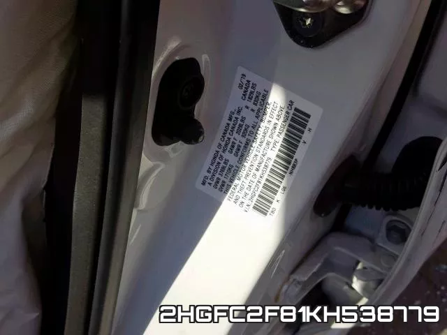 2HGFC2F81KH538779 фото 2