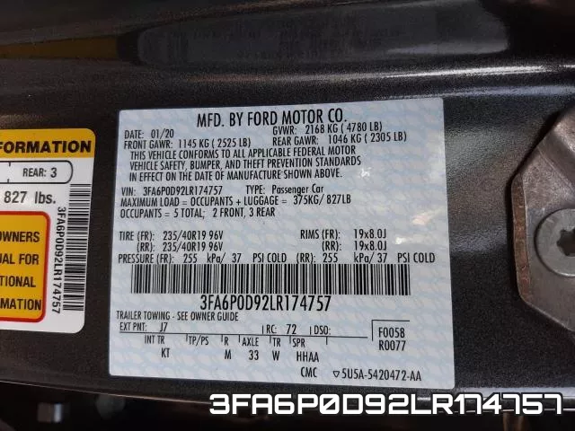 3FA6P0D92LR174757 фото 2