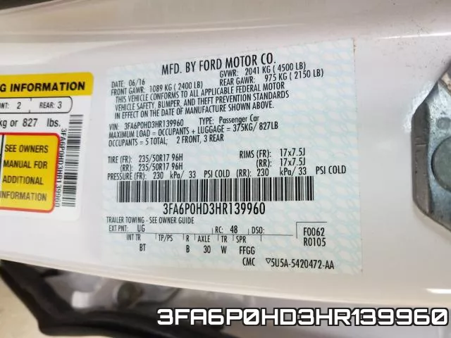 3FA6P0HD3HR139960 фото 2