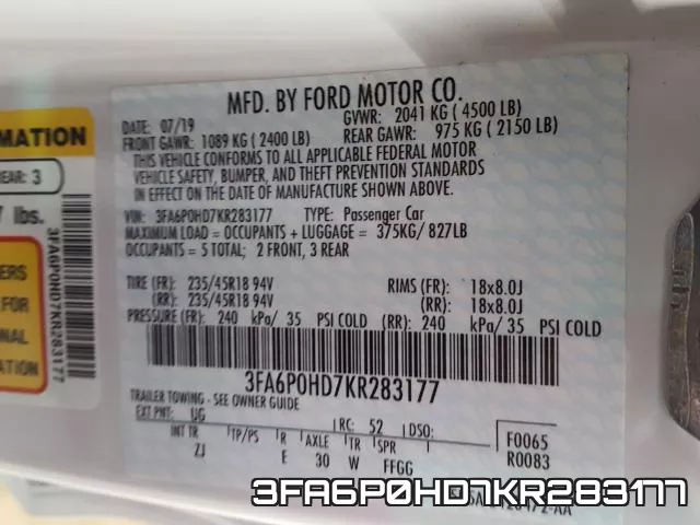 3FA6P0HD7KR283177 фото 2