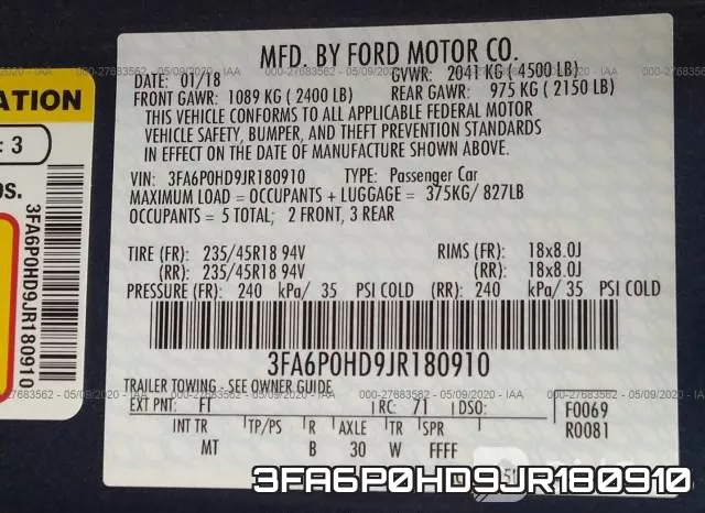 3FA6P0HD9JR180910 фото 10