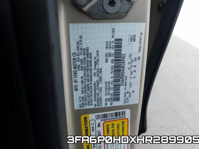 3FA6P0HDXHR289905 фото 2