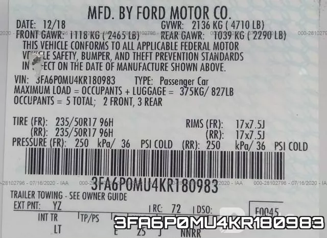 3FA6P0MU4KR180983 фото 10