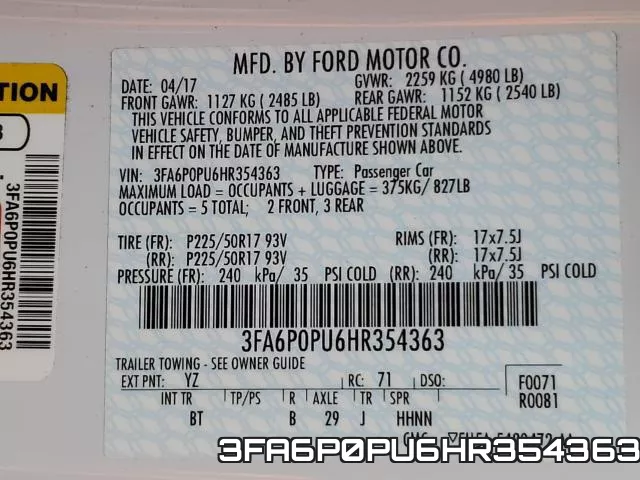 3FA6P0PU6HR354363 фото 2