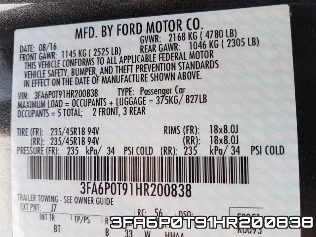 3FA6P0T91HR200838 фото 2