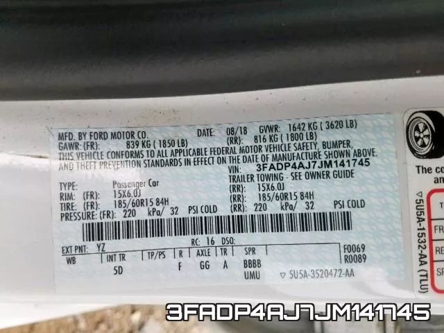 3FADP4AJ7JM141745 фото 2