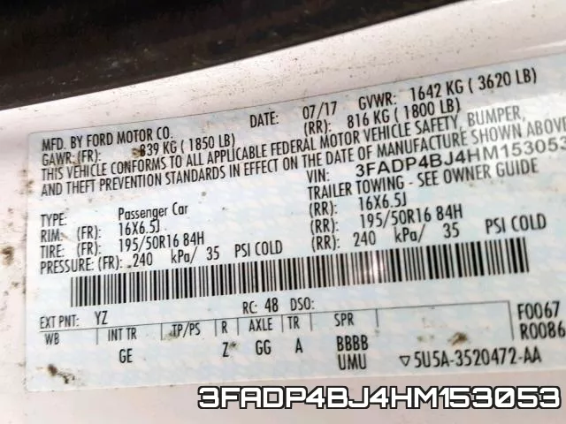 3FADP4BJ4HM153053 фото 2
