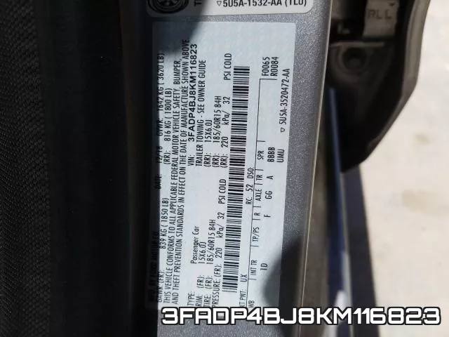 3FADP4BJ8KM116823 фото 2