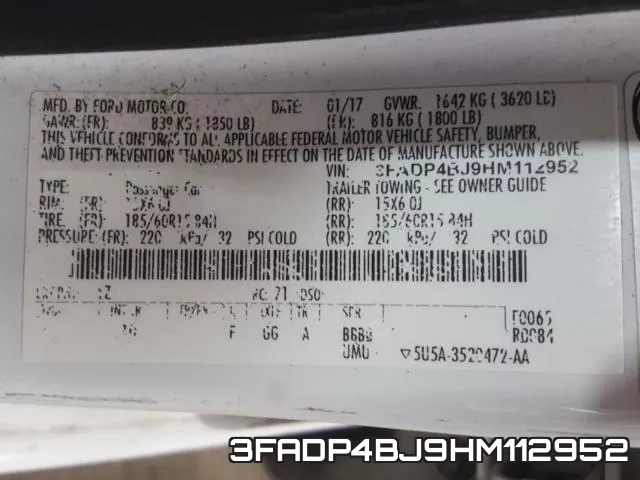 3FADP4BJ9HM112952 фото 2