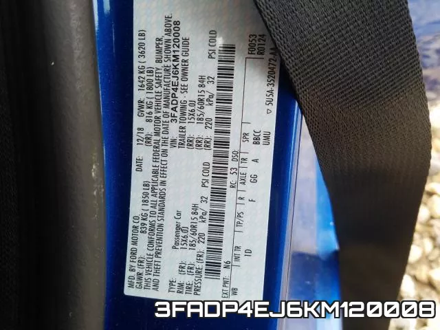 3FADP4EJ6KM120008 фото 2