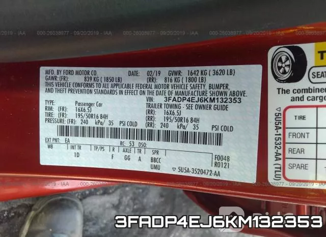 3FADP4EJ6KM132353 фото 10