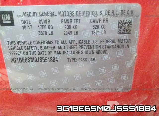 3G1BE6SM0JS551884 фото 10