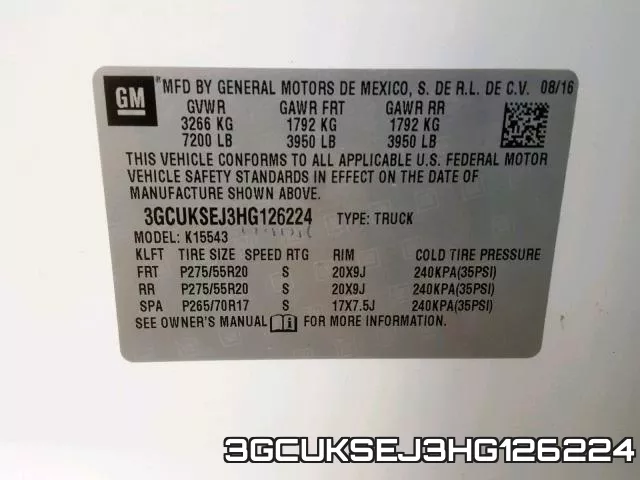 3GCUKSEJ3HG126224 фото 2