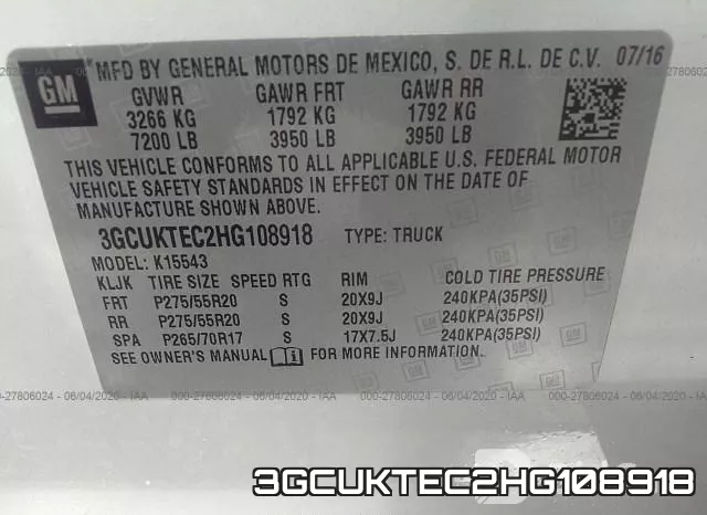 3GCUKTEC2HG108918 фото 10