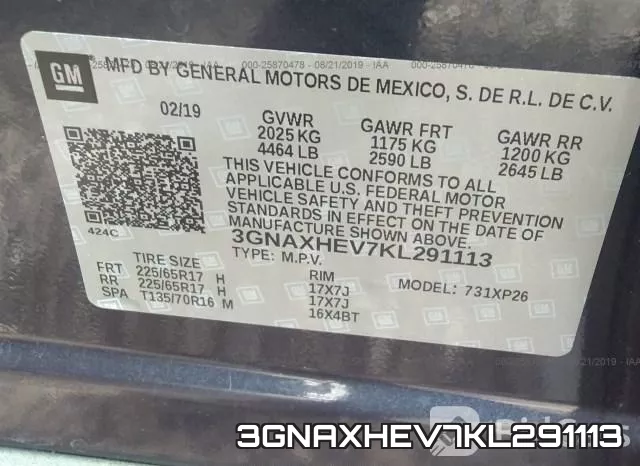 3GNAXHEV7KL291113 фото 10