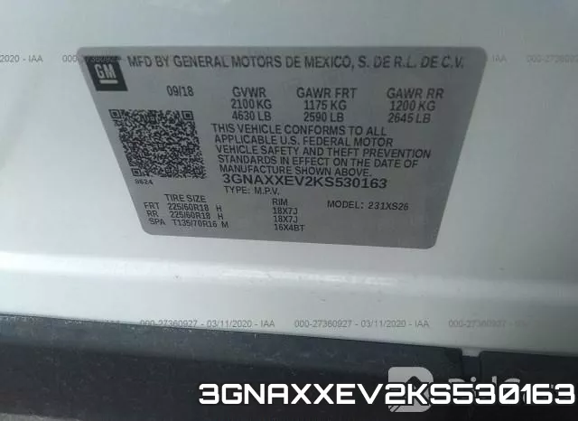 3GNAXXEV2KS530163 фото 10