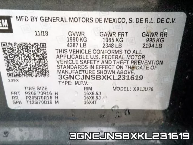 3GNCJNSBXKL231619 фото 2