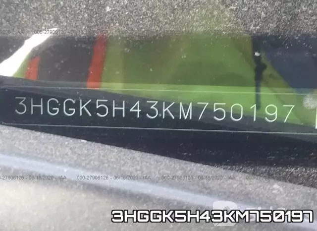 3HGGK5H43KM750197 фото 10