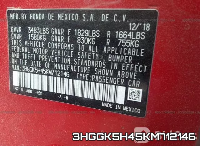 3HGGK5H45KM712146 фото 10