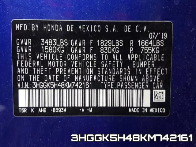 3HGGK5H48KM742161 фото 2