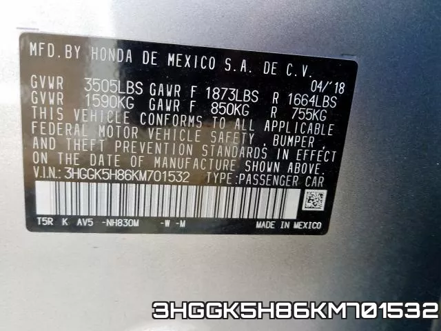 3HGGK5H86KM701532 фото 2