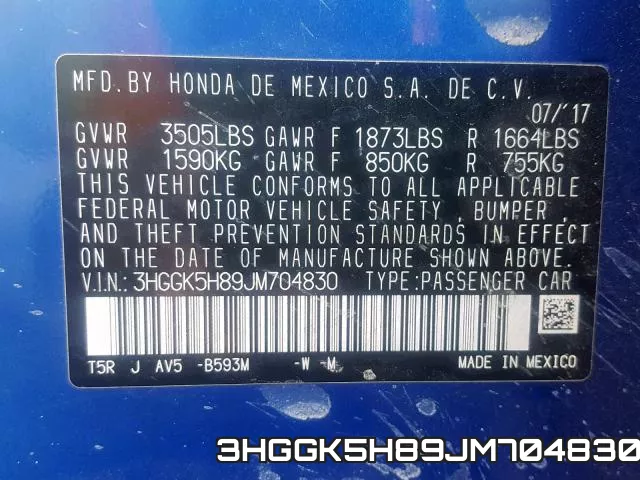 3HGGK5H89JM704830 фото 2