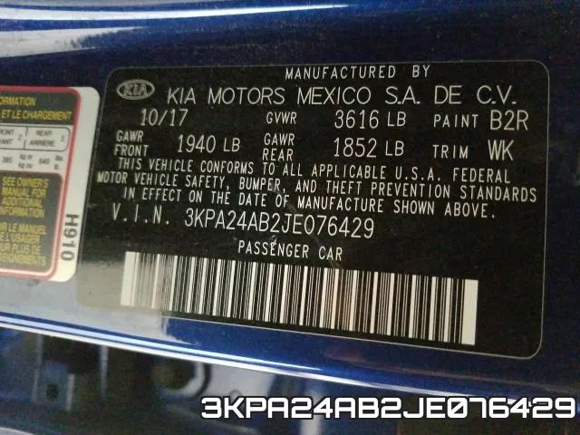 3KPA24AB2JE076429 фото 2