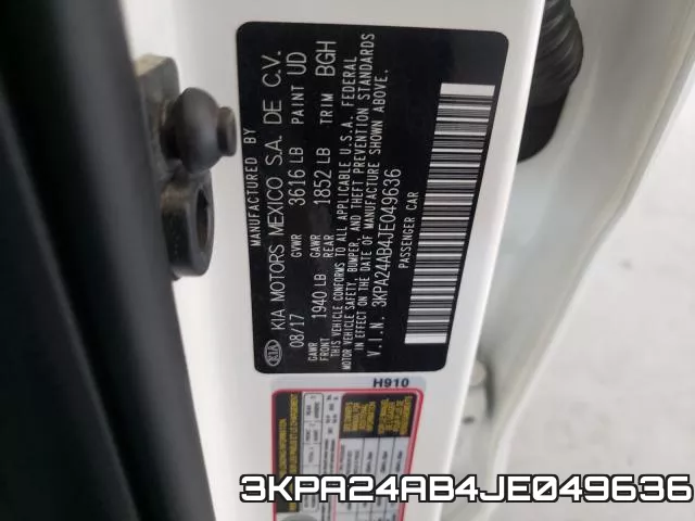 3KPA24AB4JE049636 фото 2