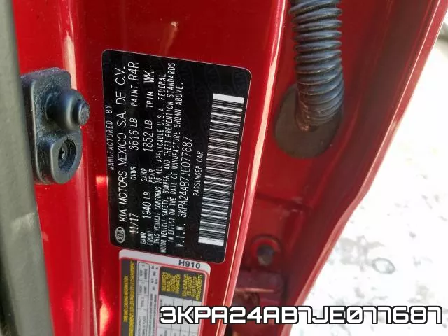 3KPA24AB7JE077687 фото 2