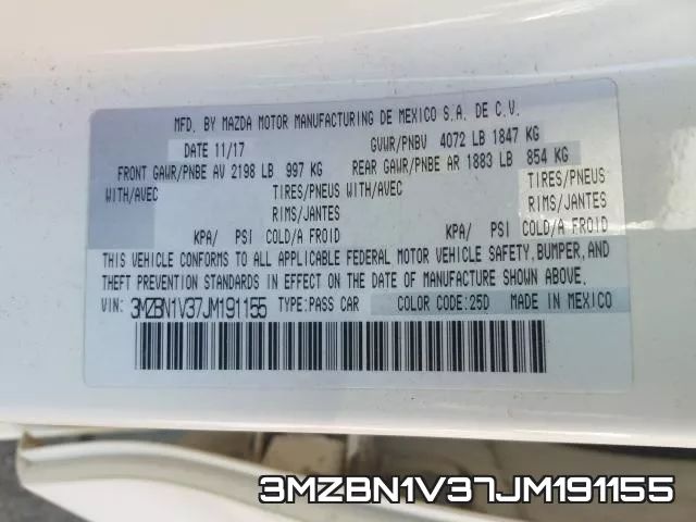 3MZBN1V37JM191155 фото 2