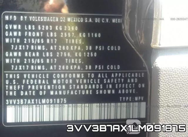 3VV3B7AX1LM091875 фото 10