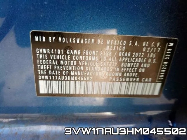 3VW117AU3HM045502 фото 2