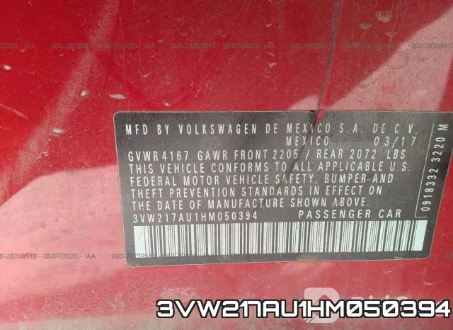 3VW217AU1HM050394 фото 10