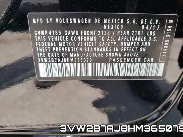 3VW2B7AJ8HM365079 фото 2