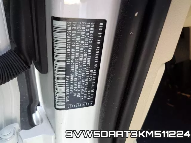3VW5DAAT3KM511224 фото 2
