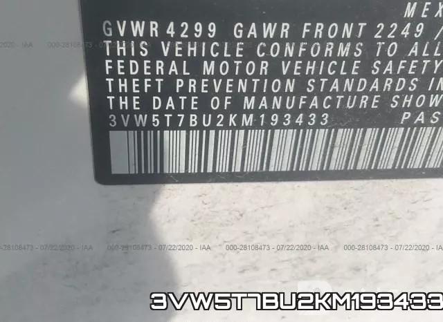 3VW5T7BU2KM193433 фото 10