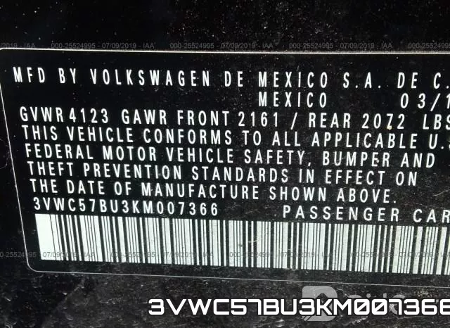 3VWC57BU3KM007366 фото 10