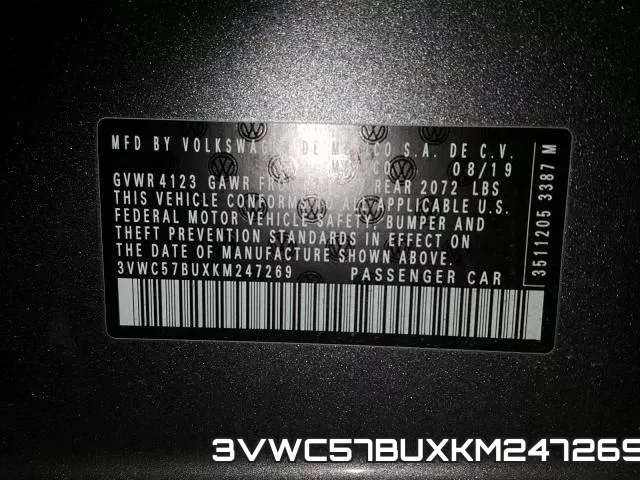 3VWC57BUXKM247269 фото 2