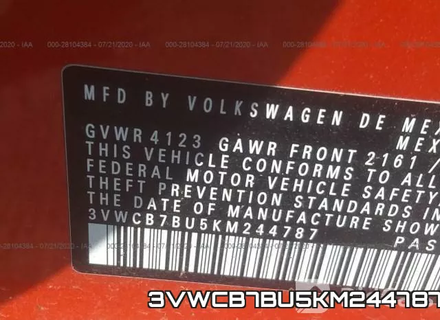 3VWCB7BU5KM244787 фото 10