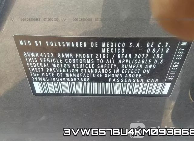 3VWG57BU4KM093868 фото 10