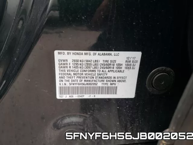 5FNYF6H56JB002052 фото 2