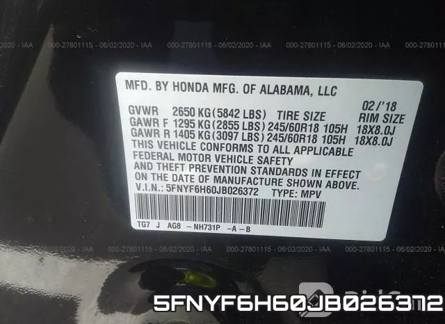 5FNYF6H60JB026372 фото 10