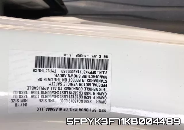 5FPYK3F71KB004489 фото 2