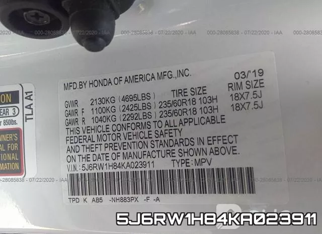 5J6RW1H84KA023911 фото 10