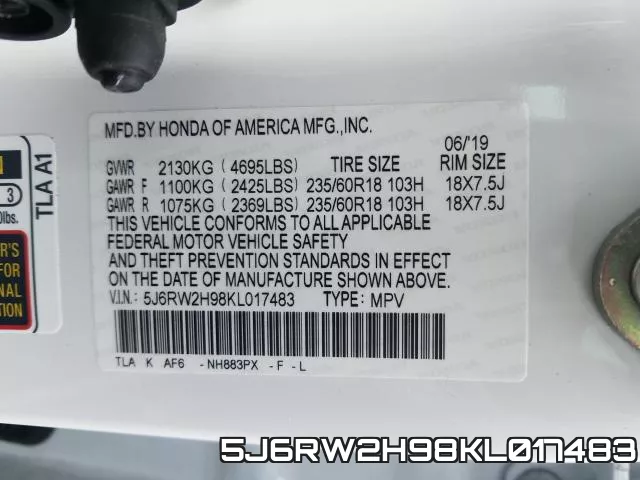 5J6RW2H98KL017483 фото 2