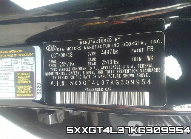 5XXGT4L37KG309954 фото 10