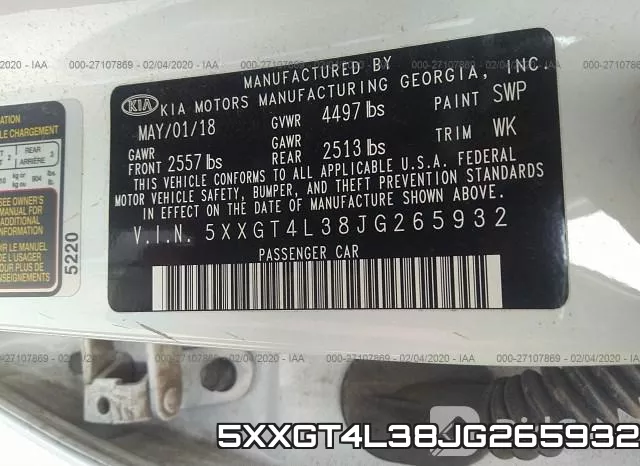5XXGT4L38JG265932 фото 10
