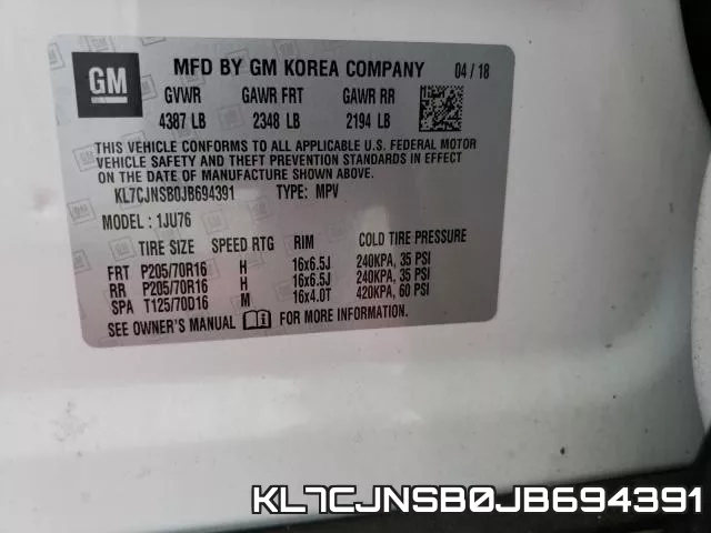 KL7CJNSB0JB694391 фото 2