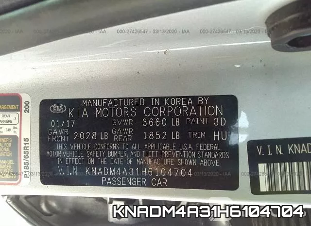 KNADM4A31H6104704 фото 10