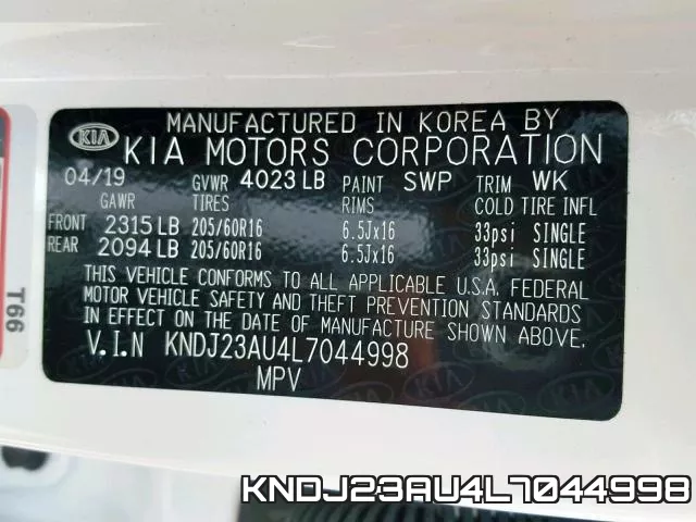 KNDJ23AU4L7044998 фото 2